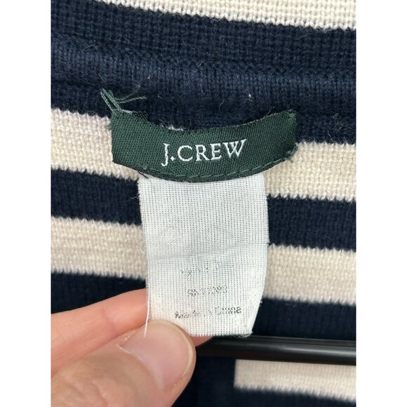 J.Crew Womens Striped Blazer Jacket Size L Navy White Wool Blend Double-Breasted - Picture 5 of 8